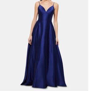 Betsy & Adam Royal Blue Satin Evening Dress